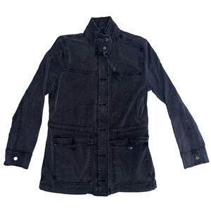 Lucky Brand Women's Army Black Military Pockets Coat Medium